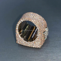 Bague Personnalisable pour Homme en Argent Sterling Plaqué Or Diamant Moissanite pour Mariage et Anniversaire