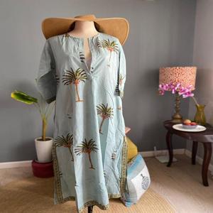 Vestido de Novia de Lujo, Estampado Floral Digital en Algodón, Ecológico, Transpirable, Lavable, Cuello en V Profundo, Holgado, Largo hasta el Suelo, para Verano - Product Image 1