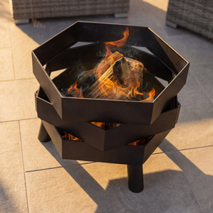 Artisan Crafted Laser-Cut Floral Metal <b>Fire</b> <b>Pit</b> Heavy-Duty Garden Bonfire Basket With Decorative Floral Motif & Heat-Resistant - Product Image 2