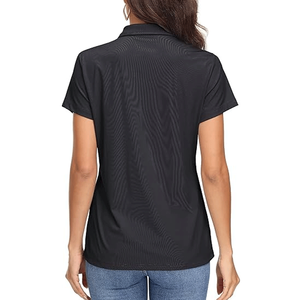 Chemise de golf décontractée noire pour femme, tricotée, protection solaire, design personnalisé, séchage rapide, tenue d'été - Product Image 2