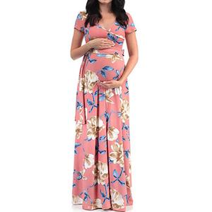 Vestido de Maternidad al por Mayor, Talla Grande, Transpirable, de Gasa, Cintura Natural, Estilo Elegante, Largo hasta la Rodilla - Product Image 6