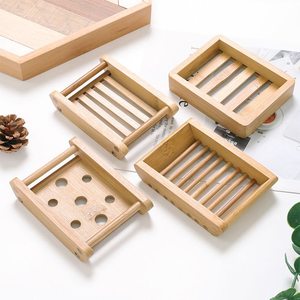 Porte-savon rustique auto-drainant porte-plateau en bambou moderne plats pour se doucher savons de bain - Product Image 2