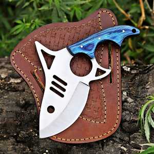 Couteau de chasse et de camping à lame fixe en acier inoxydable, design unique en forme de poisson, manche en bois, étui en cuir, OEM ODM, vente en gros - Product Image 1