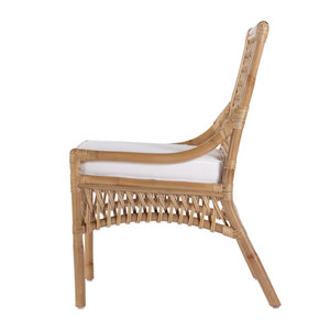 Chaise de salle à manger en rotin naturel fait main, chaise d'appoint en osier avec dossier en treillis et assise rembourrée pour restaurant, café, mobilier de maison - Product Image 6