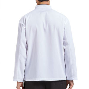 Veste de chef unisexe blanche avec boutons, en sergé de polycoton, uniforme de travail pour restaurant, vêtements de haute qualité pour hôtel - Product Image 2