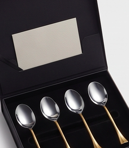 Elegant Gold Handle Stainless Steel Dessert Spoon Set Dishwasher Safe <b>Flatware</b> For Wedding And Tableware Use - Product Image 6