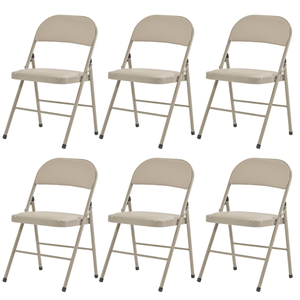 Eleganti Sedie Pieghevoli in Ferro e PVC, 6 Pezzi, Marrone Chiaro, per Convenzioni ed Esposizioni - Product Image 1