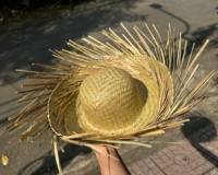 Chapeau de paille Pava, Sombrero portoricain, Chapeau de paille Bad Bunny, couleur naturelle, pour l'été, costume hawaïen, chapeau de plage, prix abordable