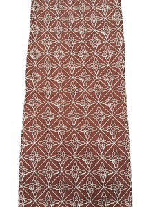 Tissu en coton marron rouille en gros avec motif géométrique étoilé crème et broderie Dori en treillis, travail de cordon 3D pour robes - Product Image 5