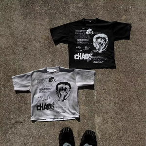 เสื้อยืดคอตตอนหนา 230 กรัม พิมพ์ลายโลโก้ตามสั่ง สไตล์วินเทจ ลุคสตรีทแวร์ แขนสั้น สำหรับผู้ชาย - Product Image 1