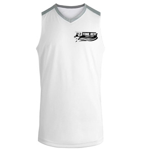 Derniers modèles d'uniformes de basketball pour hommes de haute qualité, logo personnalisé, couleur unie, respirant, écologique, séchage rapide, col en V, 260g - Product Image 2