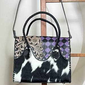 Sac fourre-tout à carreaux en cuir de vachette façonné grande capacité, vente en gros directe usine, sac à bandoulière, sac à main tendance, cadeau pour femme - Product Image 4