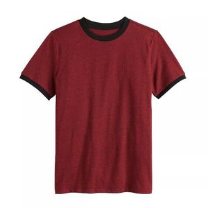 Camiseta Deportiva Personalizada Ville para Hombre, Roja, Manga Corta, Cuello Redondo, Transpirable, Sólida, Casual, con Ribete en Contraste, Poliéster/Algodón, 220g - Product Image 1