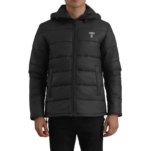 Logo personnalisé OEM ODM Veste matelassée coupe-vent d'hiver pour hommes Veste matelassée solide Vestes matelassées à capuche pour hommes Meilleure qualité - Product Image 1