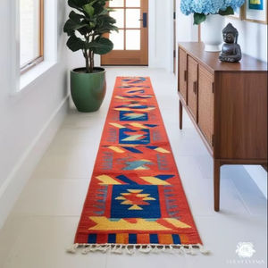 Alfombra de Pasillo Geométrica Moderna Hecha a Mano, Antideslizante, Acolchada, Ecológica, Resistente a las Manchas, Reversible, Tejida, Plana, para Picnic y Hogar - Product Image 3