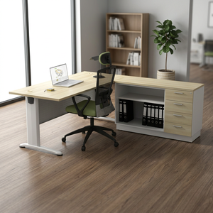 Bureau de direction moderne autoportant de 1,80 m en panneau de particules mélaminé durable et spacieux pour usage commercial - Product Image 1