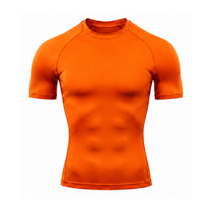 T-shirt de compression extensible pour hommes, séchage rapide, pour la gym, le fitness, la course, l'entraînement sportif, couche de base athlétique, personnalisable OEM, vente en gros - Product Image 2
