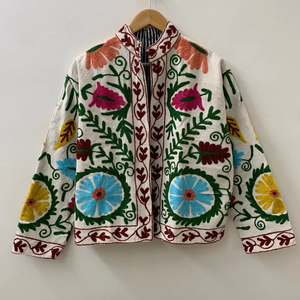 Handmade Suzani Velvet Jacket Embroidered Boho Winter <b>Coat</b> One Size Wholesale Bulk OEM ODM Factory Supplier - Product Image 1