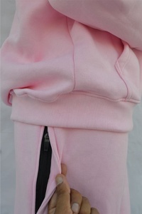 Baby <b>Pink</b> Women Sporty Tracksuit Full Zip <b>Hoodie</b> Sweatsuit 100% Organic Cotton Fleece 360 Grams Soft Touch Custom Logo Regular - Product Image 5