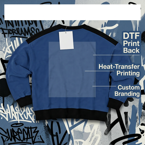 เสื้อสเวตเชิ้ตคอกลมโอเวอร์ไซส์แบบยูนิเซ็กซ์ สีน้ำเงินล้วน ถักนิตติ้ง สวมใส่สบายๆ สำหรับฤดูใบไม้ร่วง แขนเสื้อแบบปกติ - Product Image 5