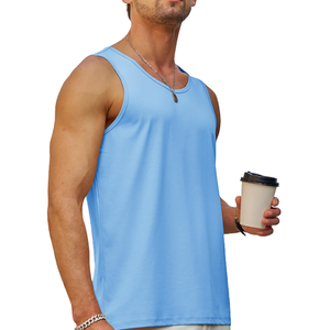 Service de personnalisation OEM – Débardeur décontracté pour homme, col rond contrastant, respirant, sans manches - Product Image 3
