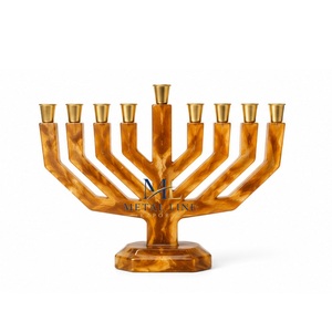 Décoration Religieuse Juive Israël – Fournisseur de Chandelier de Hanouka en Résine avec Supports Dorés – Élégante Décoration - Product Image 6