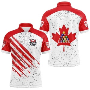 Polo de billard feuille d'érable canadienne pour homme, manches courtes, respirant, imprimé, vêtement de sport décontracté, maillot d'équipe tricoté - Product Image 1