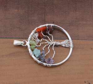 Pendentif Arbre de Vie en pierres précieuses multicolores bleues naturelles, argent sterling 925, collier vintage, pierre de naissance de décembre, bijoux en pierres précieuses bleues - Product Image 2