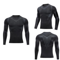 Chemise de compression à manches longues pour homme Freandy Sports Premium, séchage rapide, spandex, polyester, haut de sport avec logo sur le devant