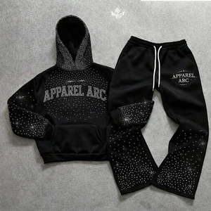 Conjunto Deportivo de Sudadera con Capucha y Pantalones Jogger con Pedrería para Hombre, Unisex, con Logotipo Personalizado, Ropa Urbana de Algodón, OEM, ODM, Venta al Por Mayor, EE. UU. - Product Image 1