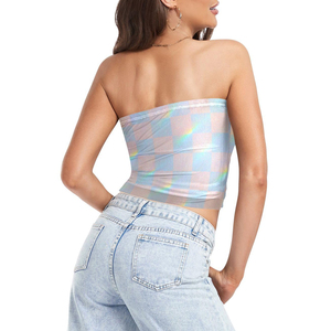 Unique Multi-Colored Pattern Tube <b>Top</b> Trending Aesthetic Cropped Tube for Women's Night Out Fashion Apparel cheap price - Product Image 4