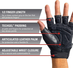 Gants d'entraînement unisexes personnalisés, respirants, demi-doigts, paume en cuir articulée, protection supplémentaire, poignet entièrement réglable - Product Image 6