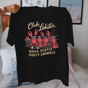 Langostas Club Lobster Nova Scotia Party Camiseta cómoda de algodón puro para mujer - Product Image 2