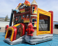 Château gonflable commercial de haute qualité en PVC certifié CE, combo camion de pompiers avec toboggan pour fêtes, garantie 3 ans