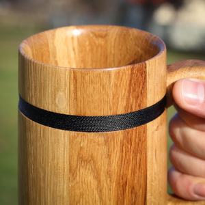 Handmade Wooden Beer <b>Mug</b> Stainless Steel Insert Classic Design Hand Grip Dishwasher Microwave Safe Solid Pattern Gift <b>Box</b> for - Product Image 3