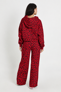 <b>Women's</b> Trendy <b>Red</b> Leopard Print Zip Up <b>Hoodie</b> Long Sleeve Hooded Jacket With Full Front Zipper Comfortable Fit For Casual Wear - Product Image 6