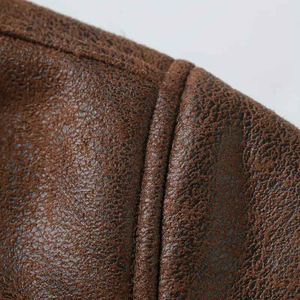 Winter <b>Jacket</b> Wholesale Distressed Brown Suede Faux Shearling Lining Button Closure <b>Men</b> Casual Western Style Warm Coat - Product Image 5