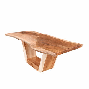 Mesa de Centro de Lujo con Patas en U de Madera Maciza de Suar Orgánica con Borde Natural para Sala de Estar Moderna, Muebles para Proyectos Hoteleros - Product Image 1