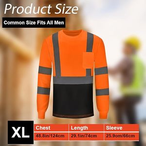High Visibility Reflective Safety T-<b>Shirts</b> Heat Transfer Long Sleeve Construction <b>Worker</b> OEM Service Unisex - Product Image 3