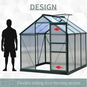 Serre de jardin portable 6 x 6 x 7 en polycarbonate de couleur verte - Product Image 4