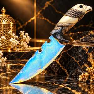 Cuchillo Decorativo de 10 Pulgadas con Mango Estilo Ópalo, Cristal Azul, Coleccionable de Fantasía y Decoración para Altar - Product Image 6