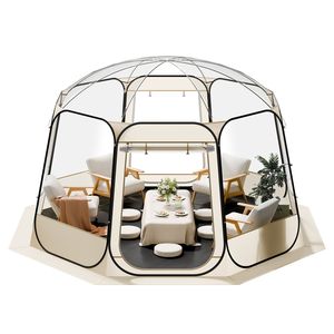Tenda da Campeggio Pop-up Trasparente Impermeabile e Resistente ai Raggi UV 12 x 11,1 piedi per Riparo Esterno e Tende a Igloo da Giardino - Product Image 1