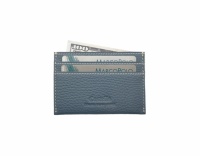 Dompet Kartu Tipis Kulit Asli Italia Castello Logo Timbul Penutup Terbuka Poliester Unisex Merah/Fuchsia/Ungu/Navy/Teal