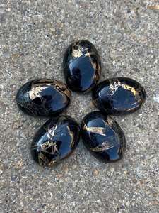 Turquesa Negra Cabujón Ovalado con Reverso Plano, Piedra Natural Suelta para Joyería - Product Image 6