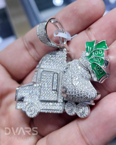 จี้รถบรรทุกประดับเพชรโมอิสซาไนต์ VVS แบบ Iced Out ดีไซน์การ์ตูนรถบรรทุก 3 มิติสั่งทำพิเศษ เงินแท้ 925 สไตล์ฮิปฮอป จี้ห้อยคอขนาดใหญ่ - Product Image 2