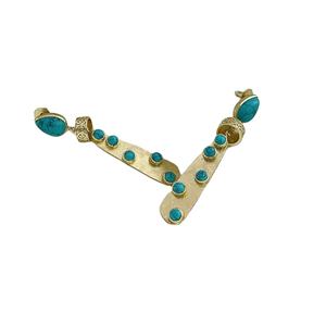 Boucles d'oreilles longues en pierres précieuses turquoise pour femmes de créateur Plaqué or Pierre naturelle Couleur personnalisée Style goutte mode - Product Image 1