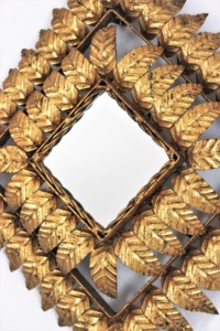 Decorative Art Customizable Art Deco Metal Unique Wall <b>Mirror</b> With Leaf Design Framed Nicely <b>Crafted</b> By KHOOSI OVERSEAS - Product Image 6