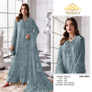 Traje pakistaní de georgette sintético completamente cosido con bordado de lentejuelas y trabajo Khatli, elegante salwar kameez - Product Image 3