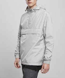 Chaqueta Cortavientos con Capucha para Hombre, Color Gris Claro, Media Cremallera, Informal, para Primavera, con Bolsillos y Exterior de Poliéster con Revestimiento de PU - Product Image 4