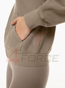 Sudadera con capucha y cremallera para mujer, 470 GSM, algodón French Terry, estilo casual, moda urbana, proveedor de ropa de marca privada OEM - Product Image 6